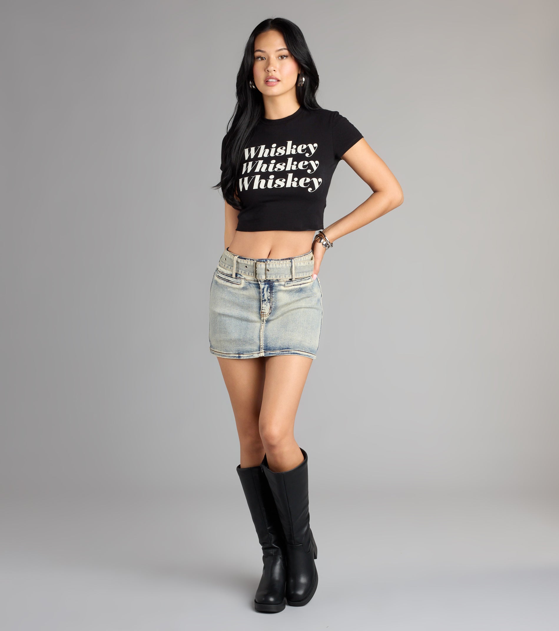 Whiskey Please Graphic Crop Tee