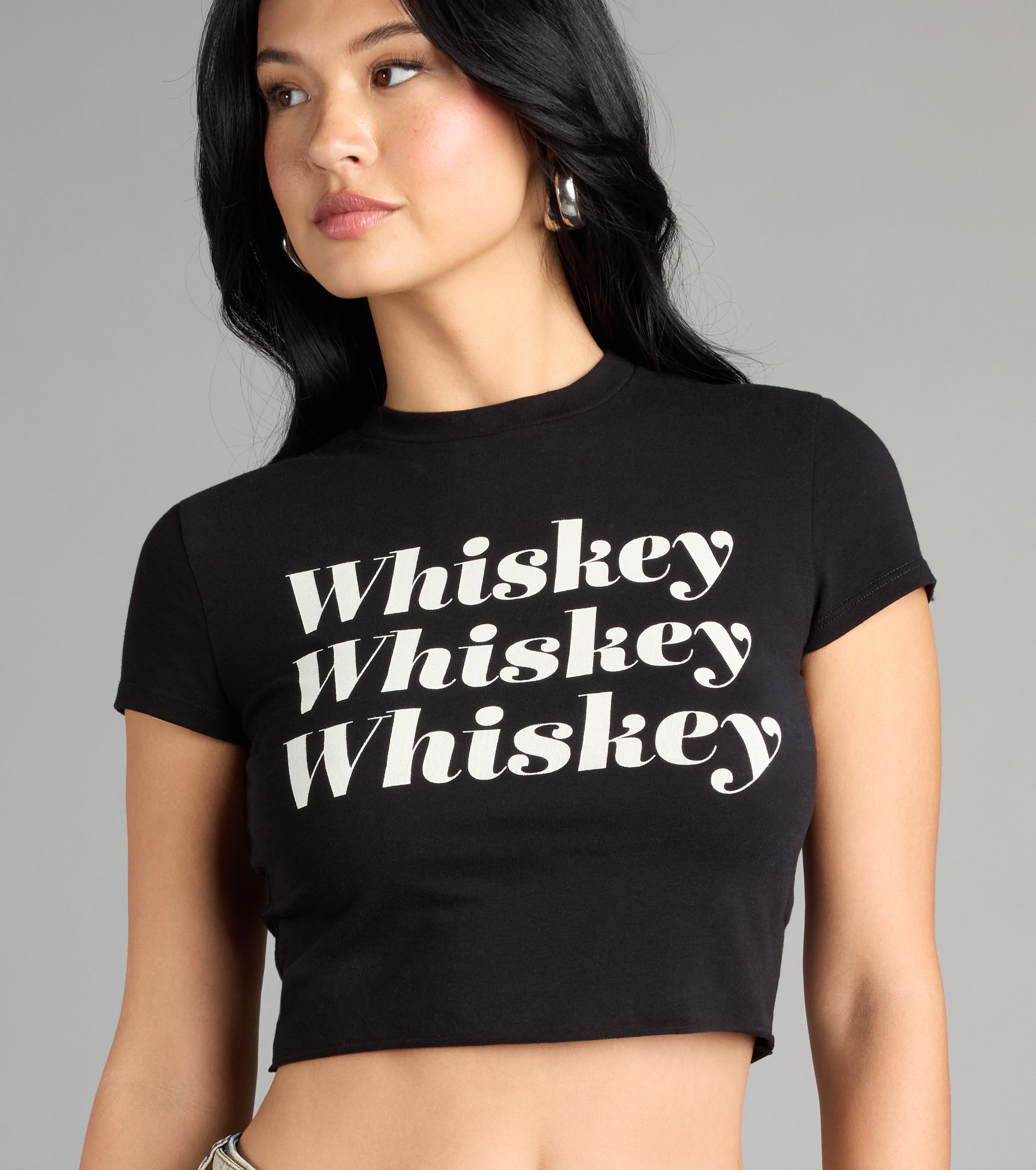 Whiskey Please Graphic Crop Tee